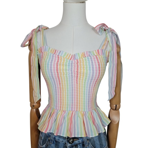 Anthropologie Yumi Kim Rainbow Smocked Fairy Tank XXS Y2K Festival Cottagecore - Picture 3 of 8